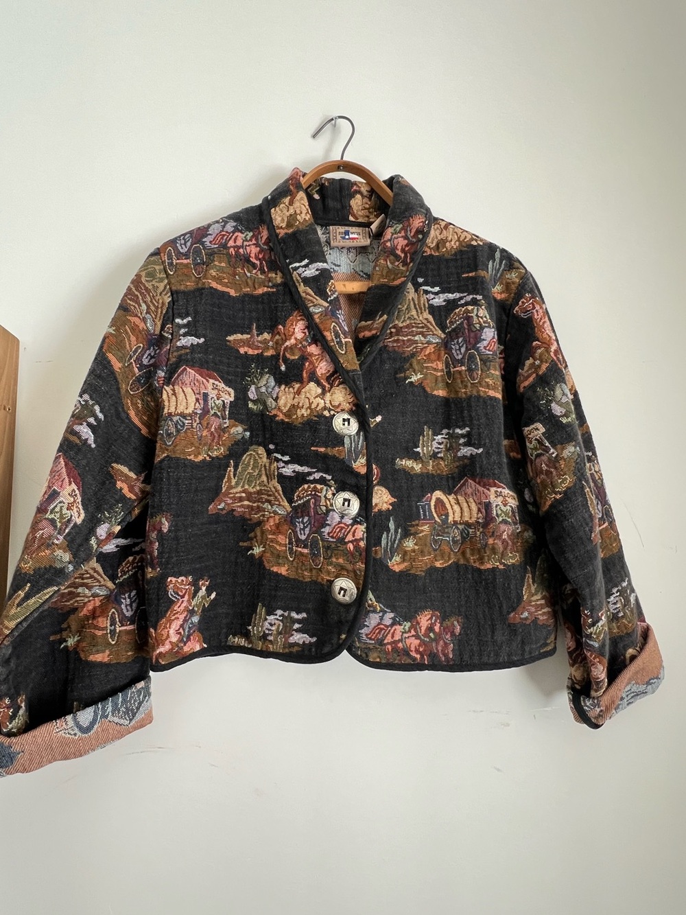 Vintage Don't Mess With Texas Tapestry Jacket Western Cowboy Concho